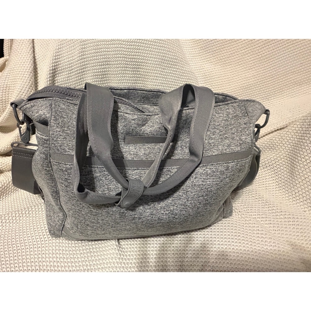 Dagne Dover Wade Diaper Bag Heather Grey Neoprene Tote Laptop Sleeve Straps